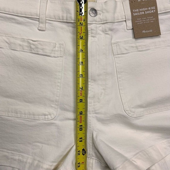 NWT Madewell Women's Denim Emmett Short Patch Pocket High-Rise Sailor White 32 - Picture 8 of 12